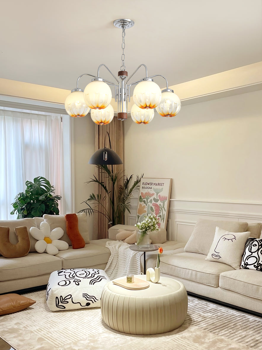 Ulliria Nordic Art Flower Walnut Glass Chandelier - Letslighting