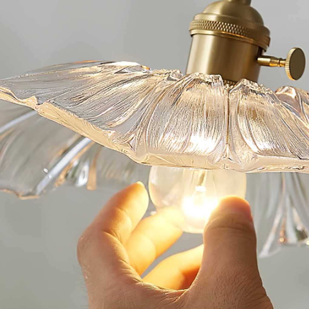 Aria Flower Glass Hanging Pendant Light Hardwire / Plug