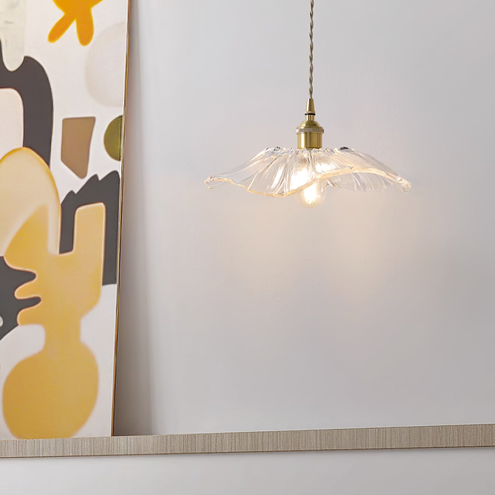 Aria Flower Glass Hanging Pendant Light Hardwire / Plug