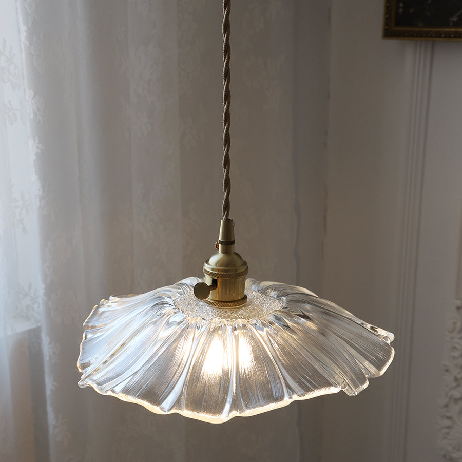 Aria Flower Glass Hanging Pendant Light Hardwire / Plug