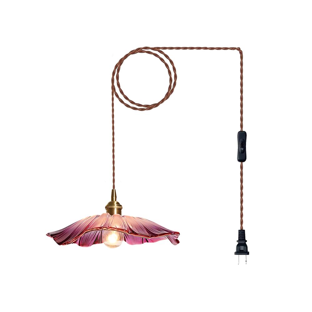 Aria Flower Glass Hanging Pendant Light Hardwire / Plug