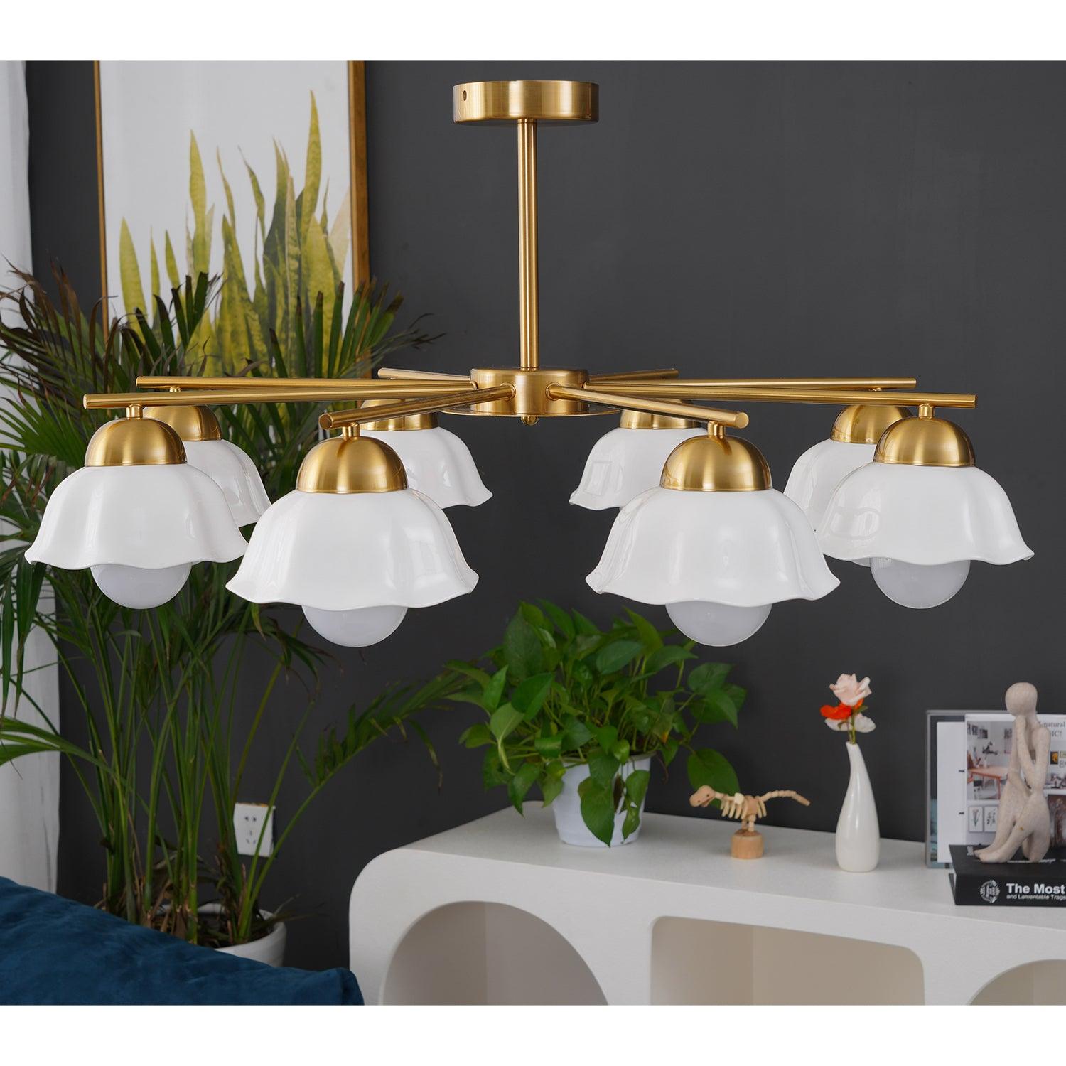 Zasila Nordic Art Flower Shade Ceramics Chandelier - Letslighting