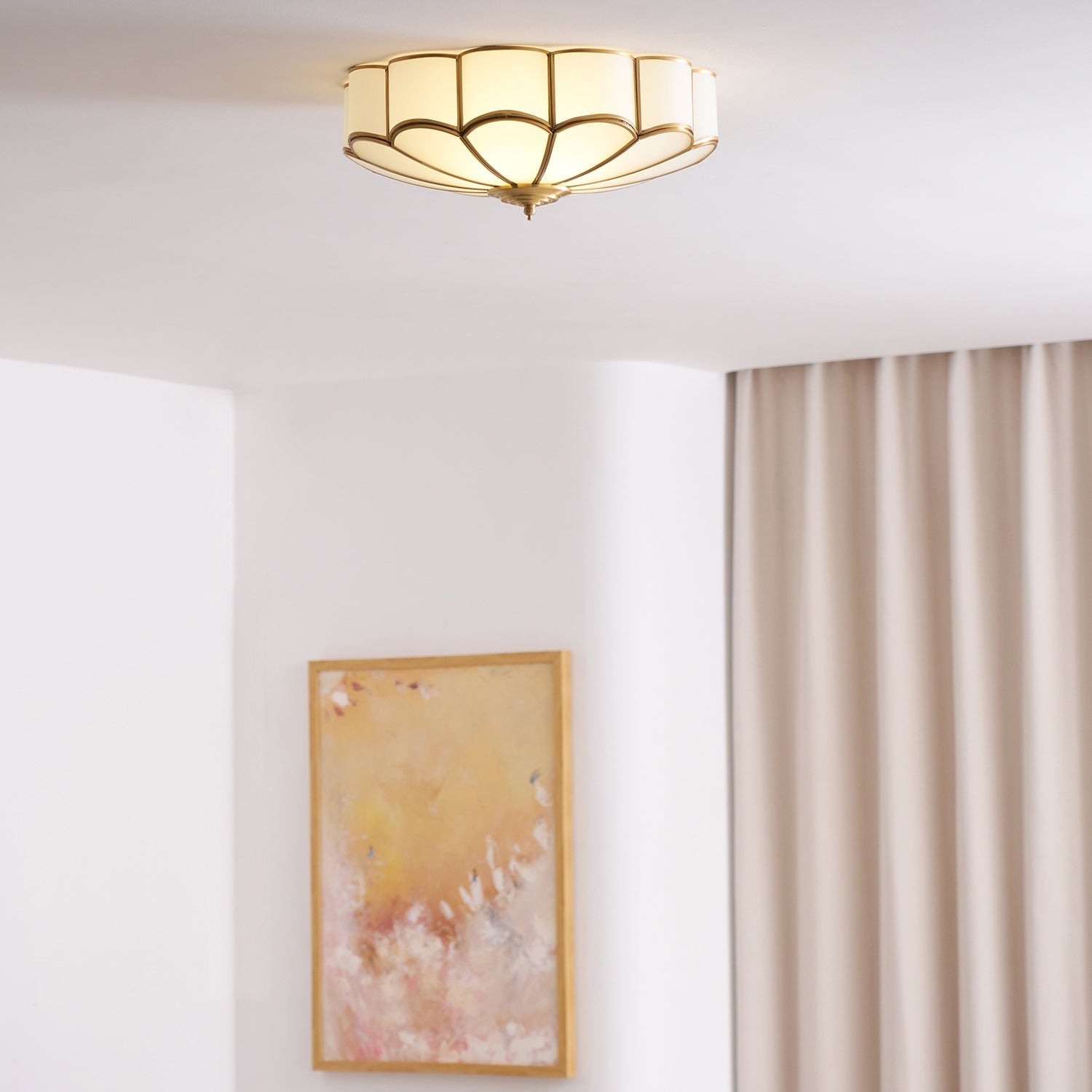 Lustra Ceiling Light Flower Shape Glass Brass - Letslighting