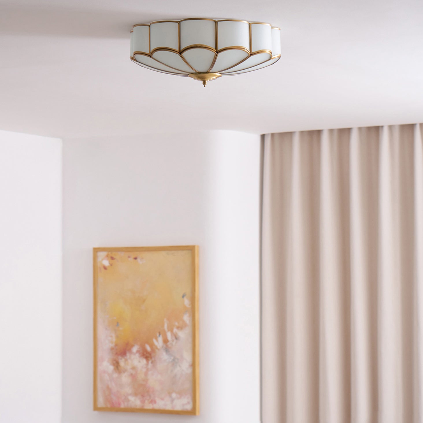 Lustra Ceiling Light Flower Shape Glass Brass - Letslighting