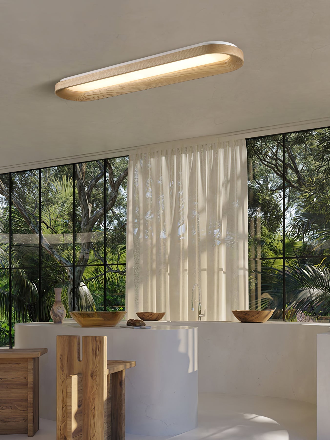 Zatalel Modern Minimalist Flowing Cloud Wood Ceiling Lamp - Letslighting