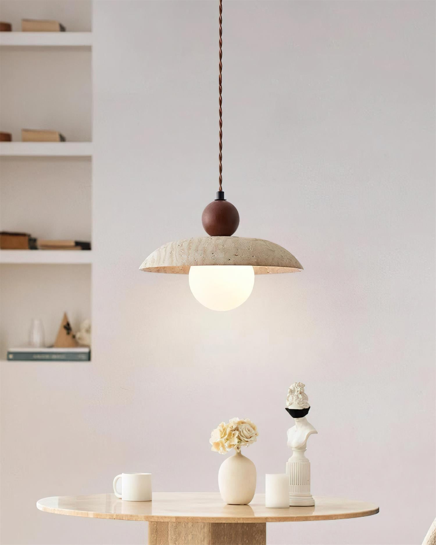 Jojo Pendant Lamp Dome Travertine - Letslighting