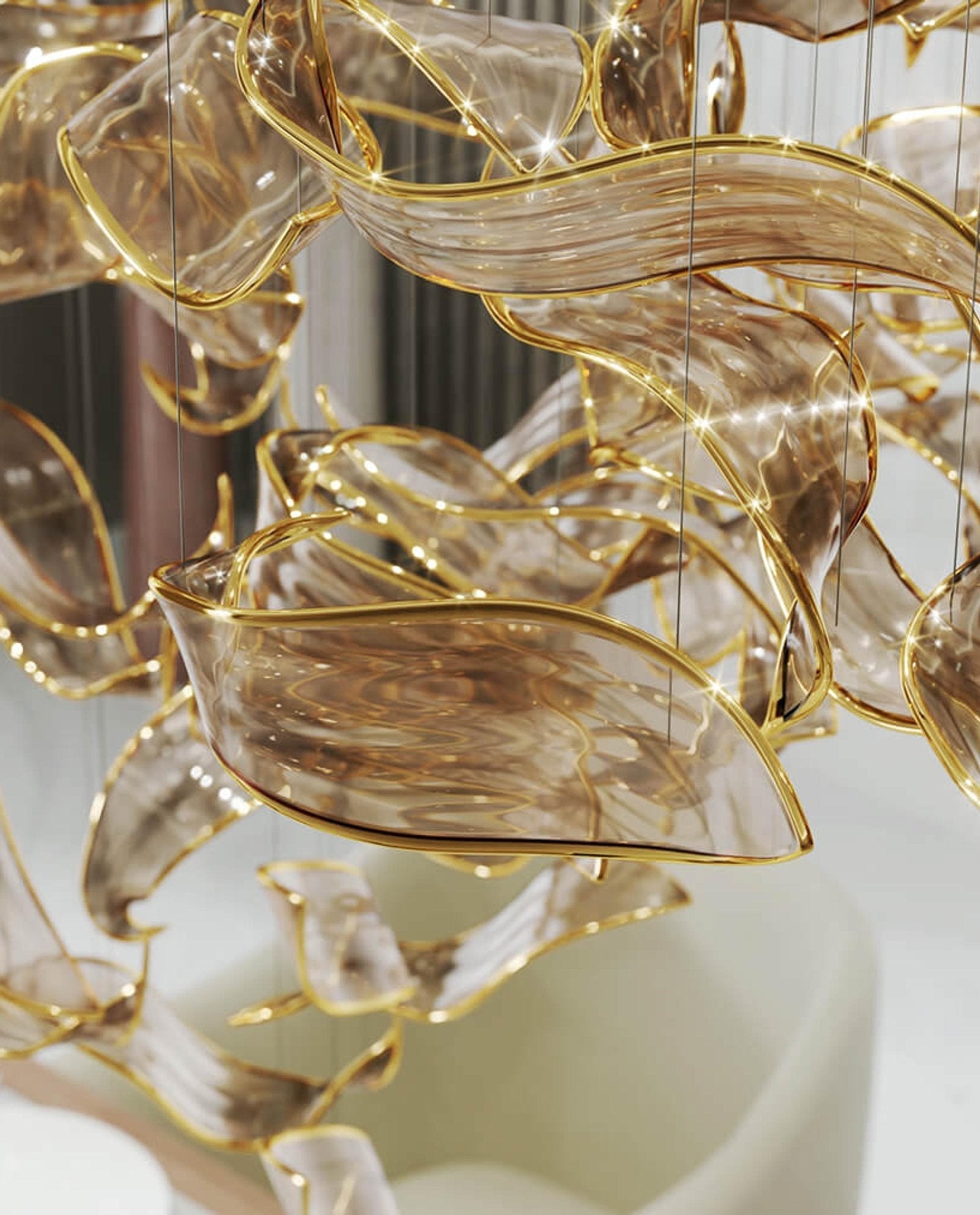 Lustra Chandelier Cascading Leaf Luxe - Letslighting