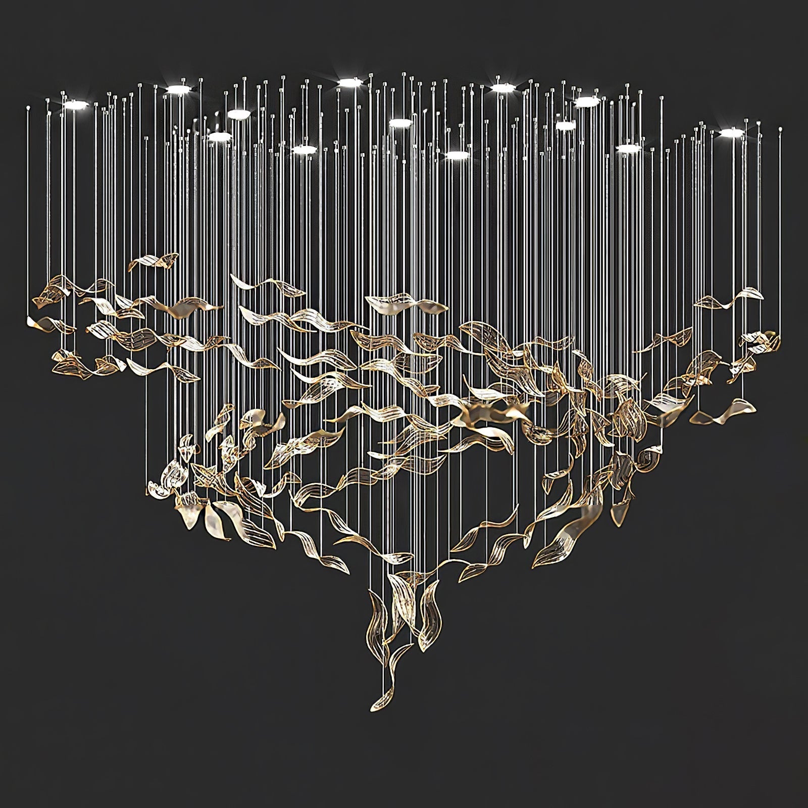 Lustra Chandelier Cascading Leaf Luxe - Letslighting