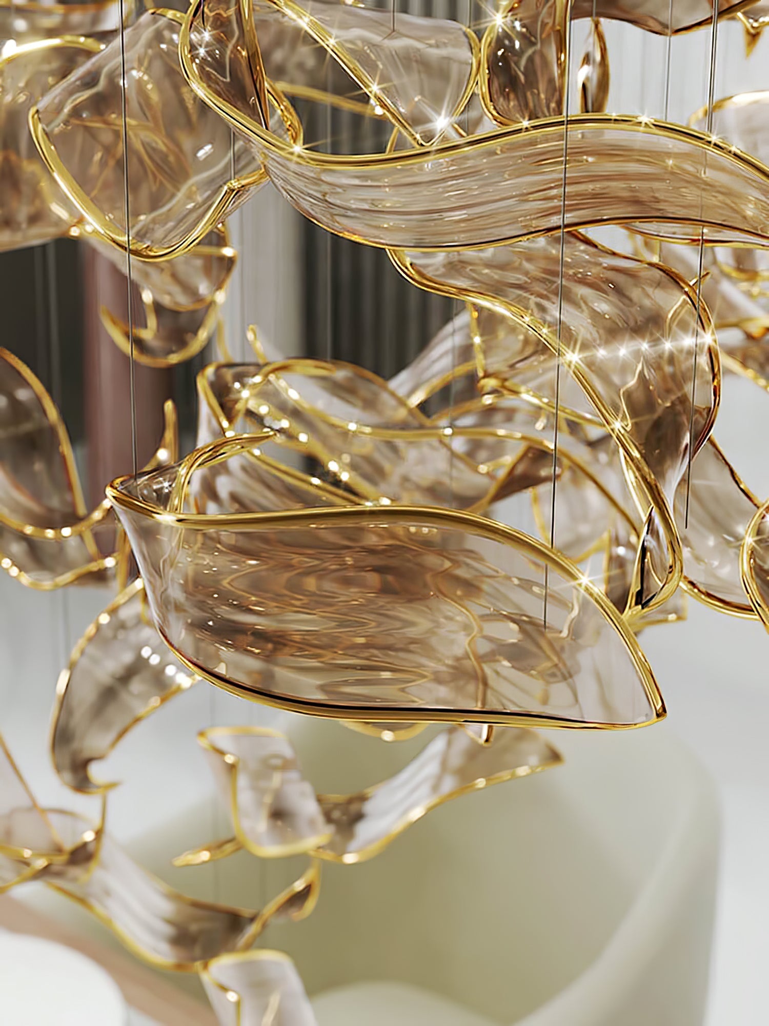 Lustra Chandelier Cascading Leaf Luxe - Letslighting