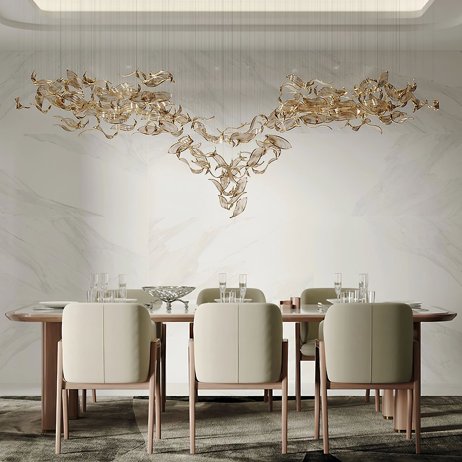 Lustra Chandelier Cascading Leaf Luxe - Letslighting