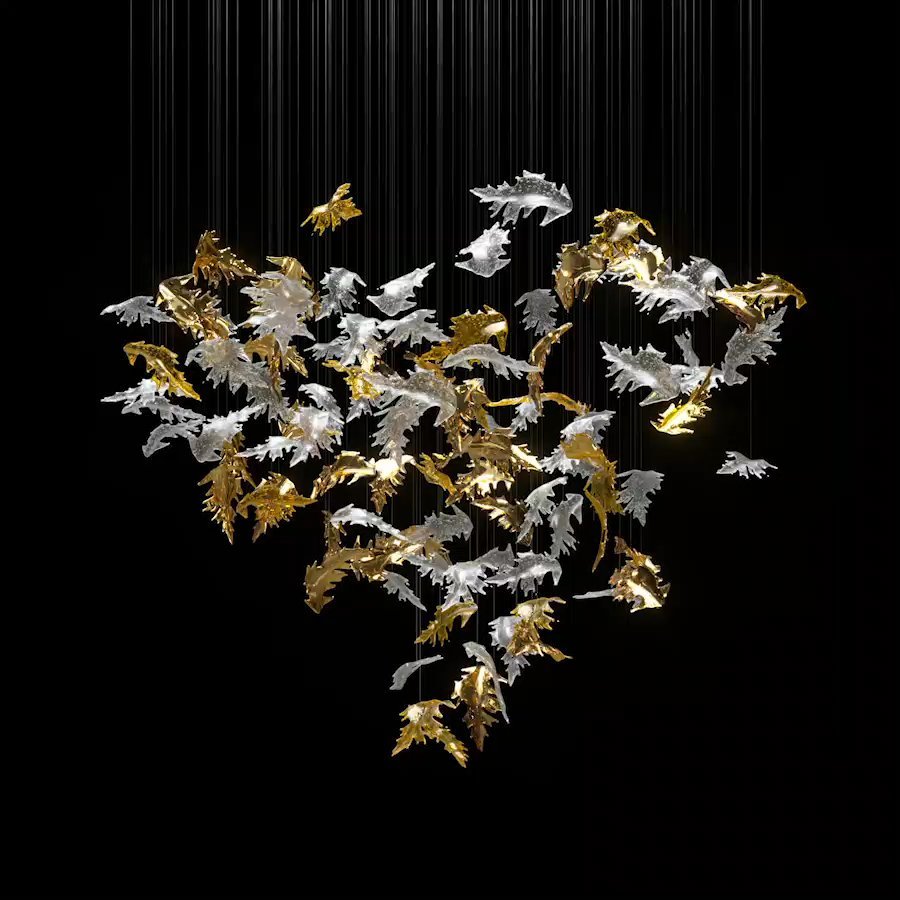 Cosolion Bird Amber Clear Glass Chandelier - Letslighting