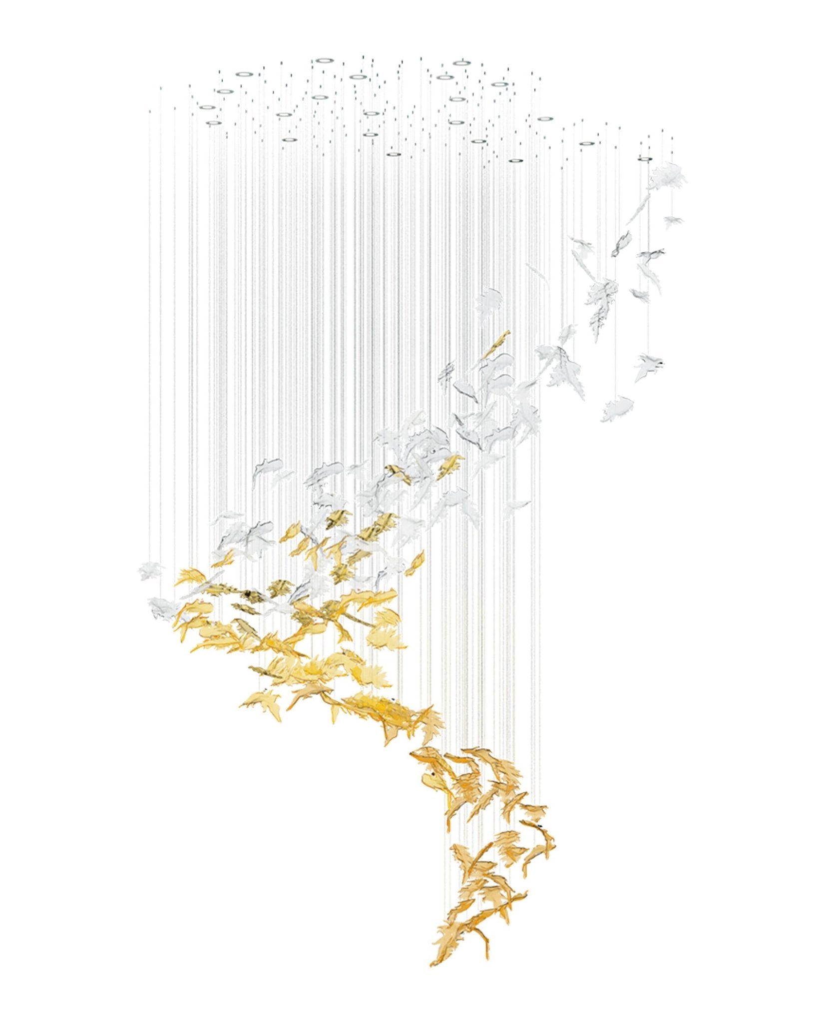 Cosolion Bird Amber Clear Glass Chandelier - Letslighting