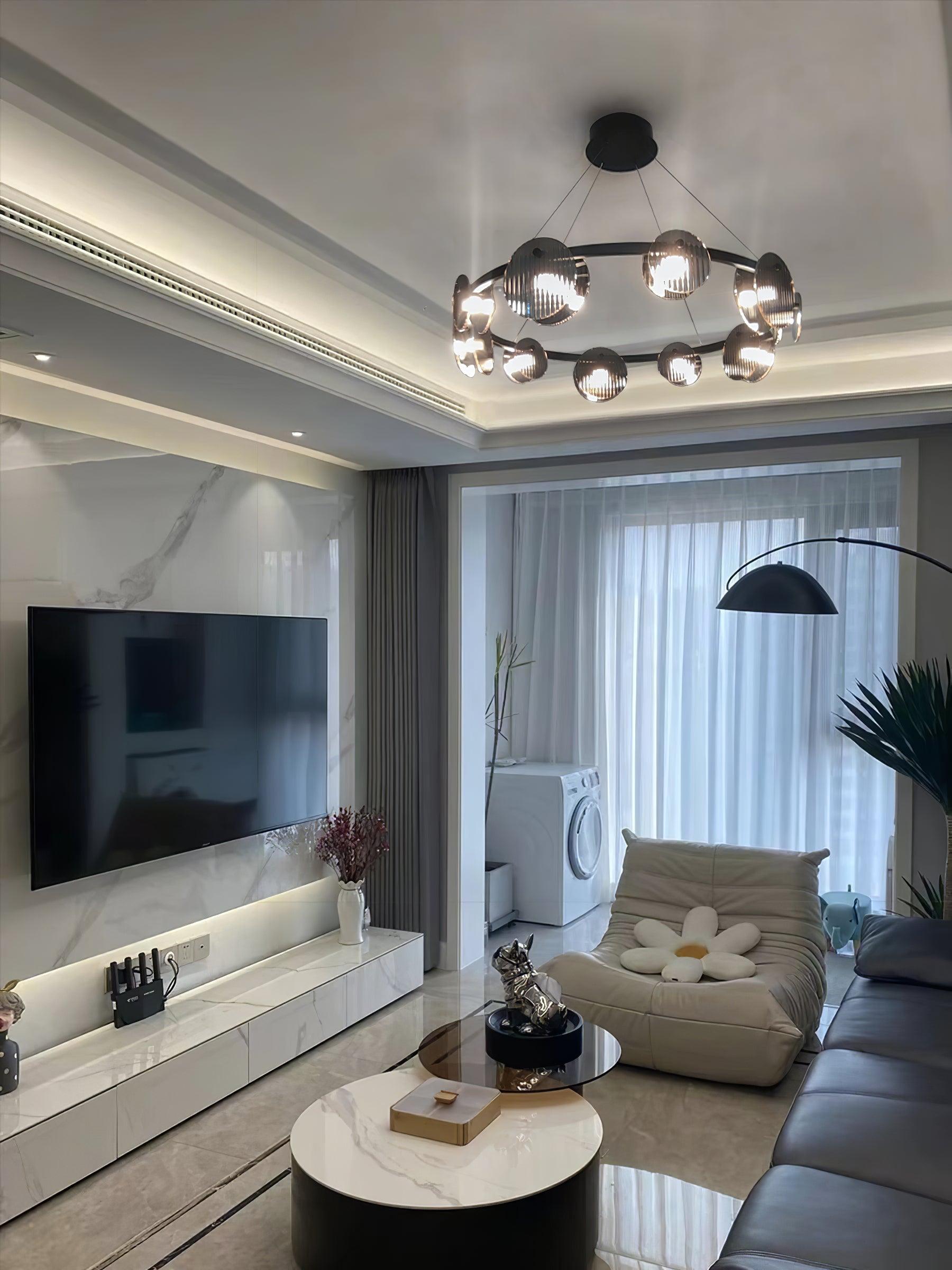 Lustra Chandelier Smoked Glass and Black - Letslighting
