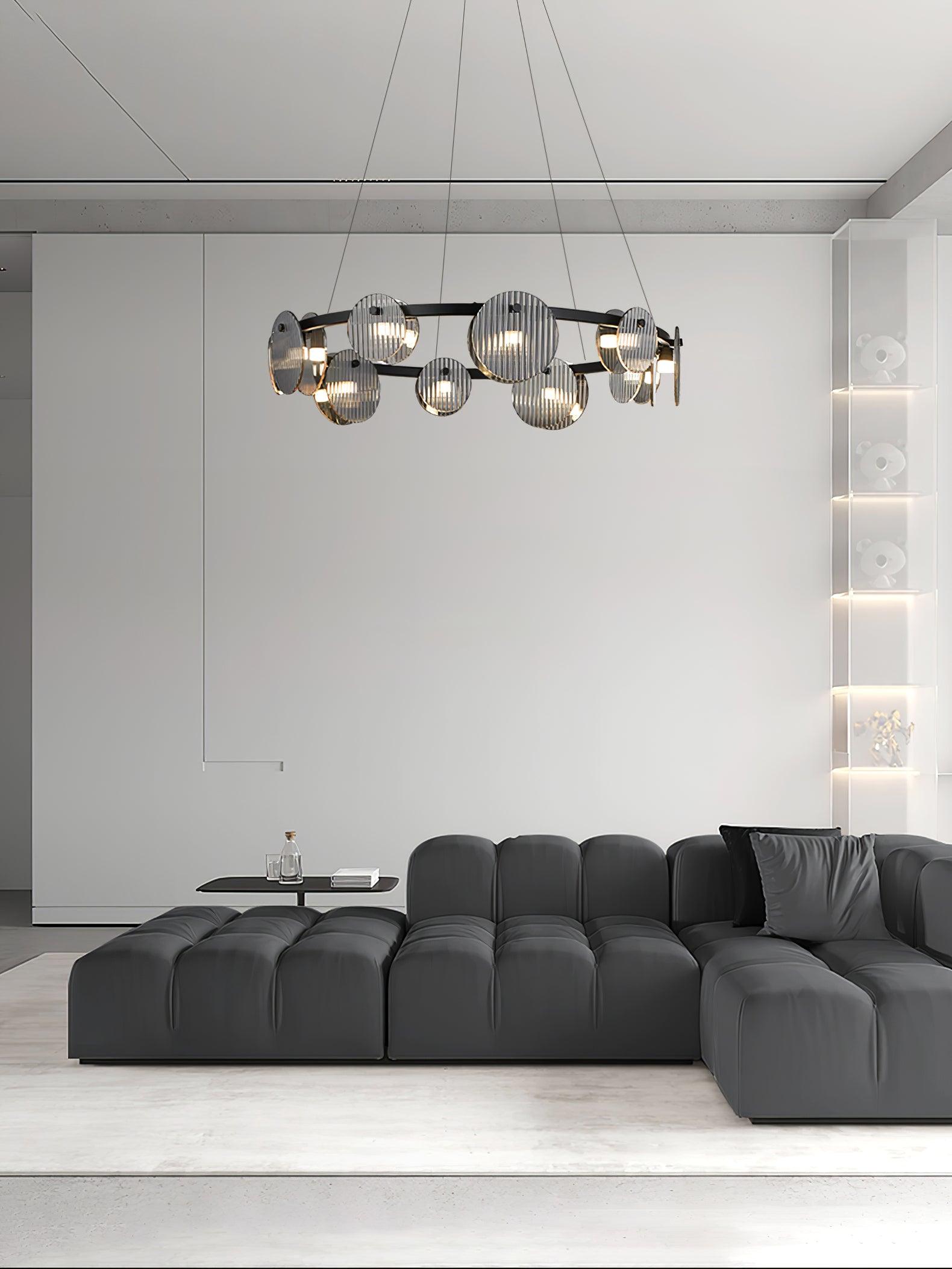 Lustra Chandelier Smoked Glass and Black - Letslighting