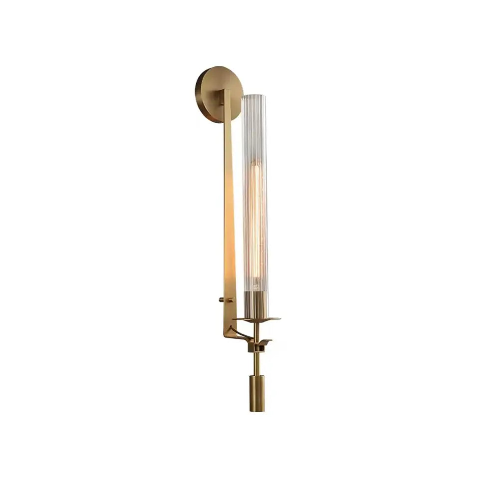 Lustra Wall Lamp Brass Minimalist Ribbed Glass - Letslighting