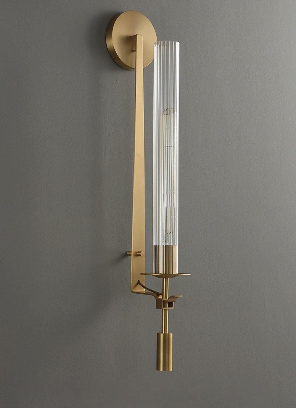 Lustra Wall Lamp Brass Minimalist Ribbed Glass - Letslighting