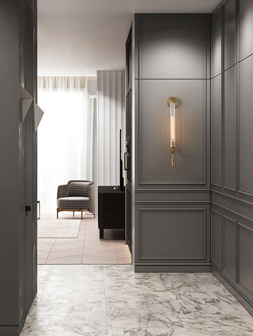 Lustra Wall Lamp Brass Minimalist Ribbed Glass - Letslighting