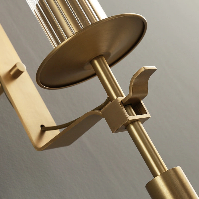 Lustra Wall Lamp Brass Minimalist Ribbed Glass - Letslighting