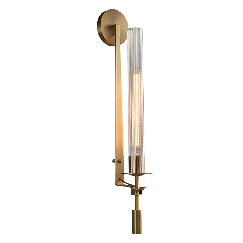 Lustra Wall Lamp Brass Minimalist Ribbed Glass - Letslighting