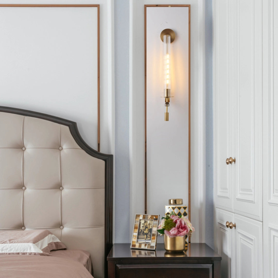 Lustra Wall Lamp Brass Minimalist Ribbed Glass - Letslighting