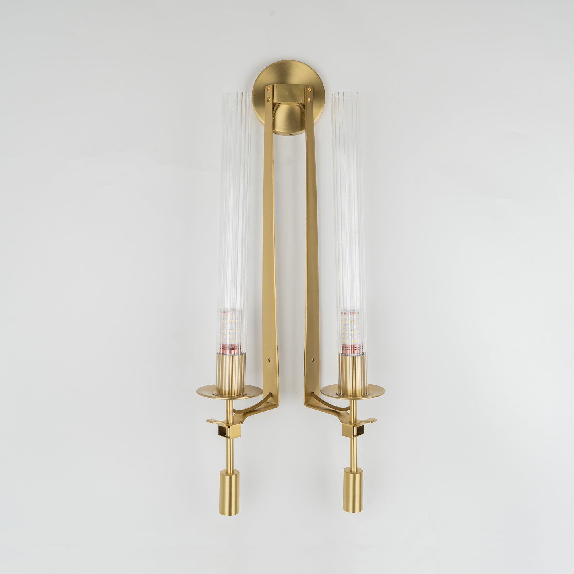 Lustra Wall Lamp Brass Minimalist Ribbed Glass - Letslighting