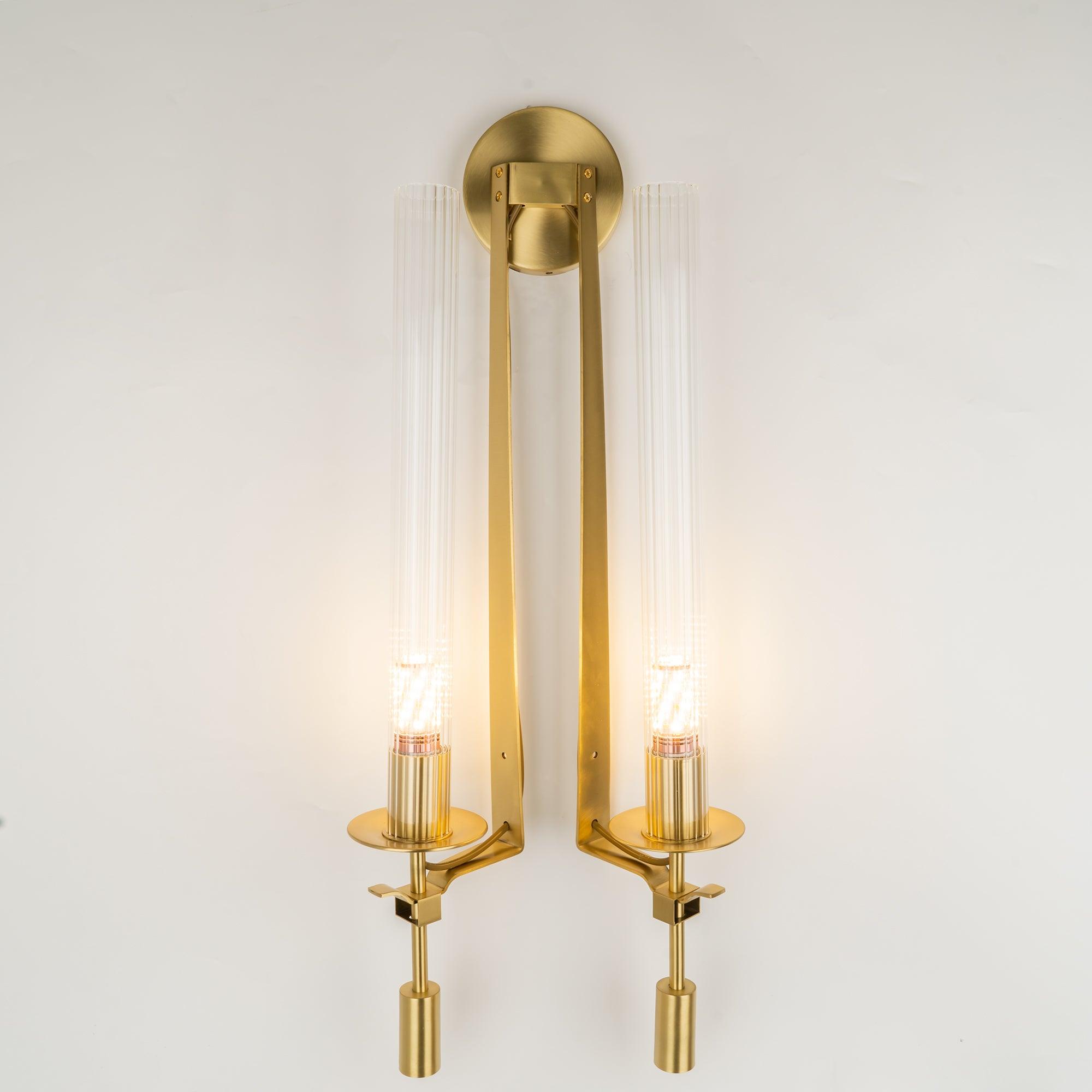 Lustra Wall Lamp Brass Minimalist Ribbed Glass - Letslighting