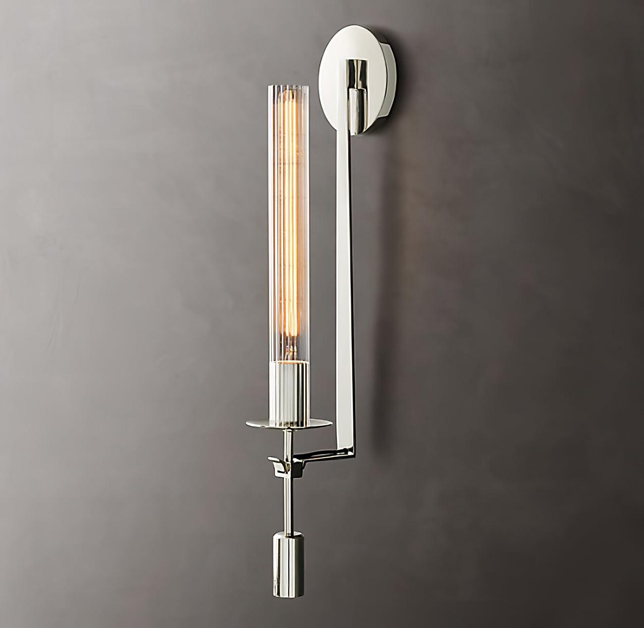 Lustra Wall Lamp Brass Minimalist Ribbed Glass - Letslighting