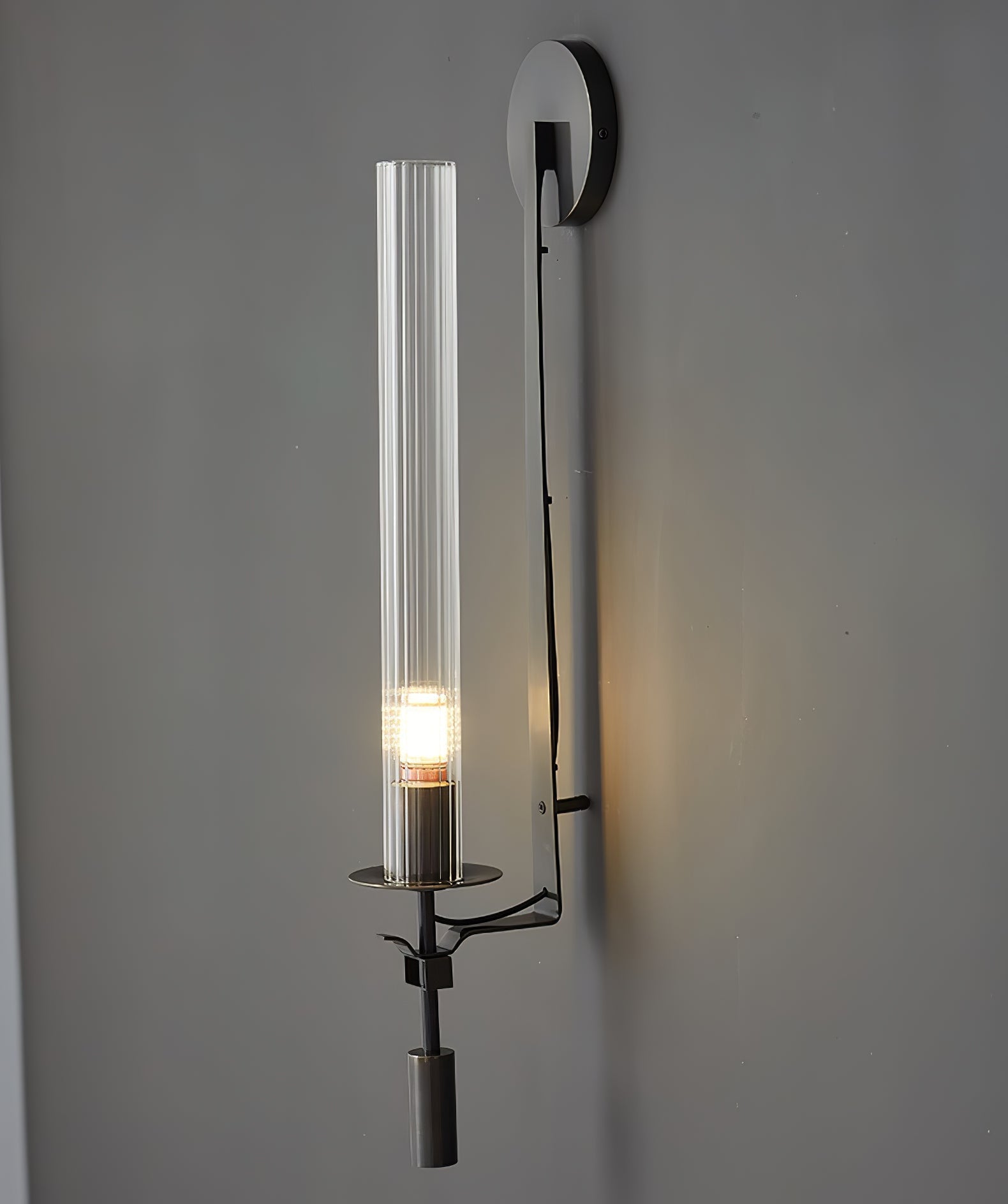 Lustra Wall Lamp Brass Minimalist Ribbed Glass - Letslighting