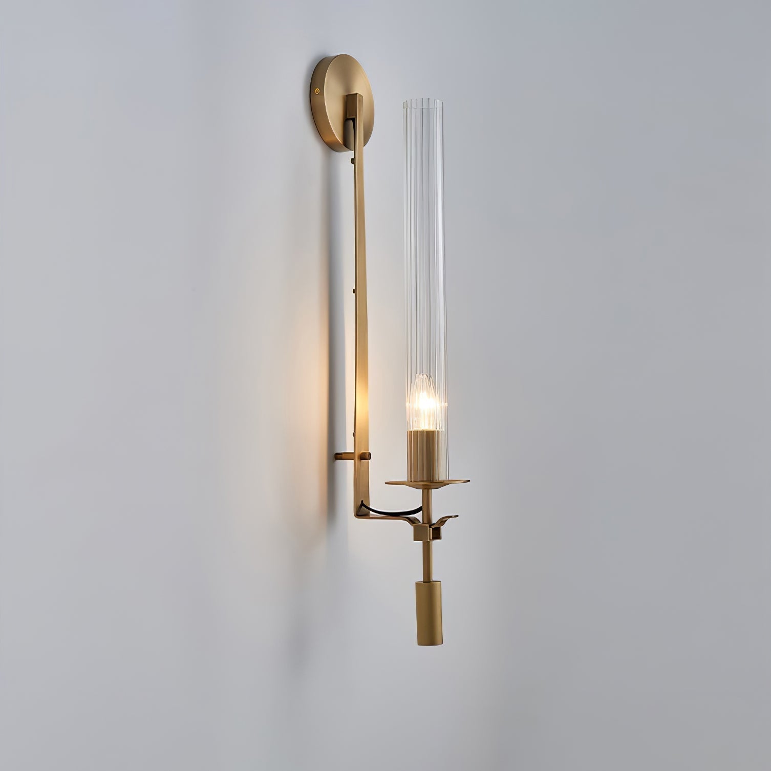 Lustra Wall Lamp Brass Minimalist Ribbed Glass - Letslighting