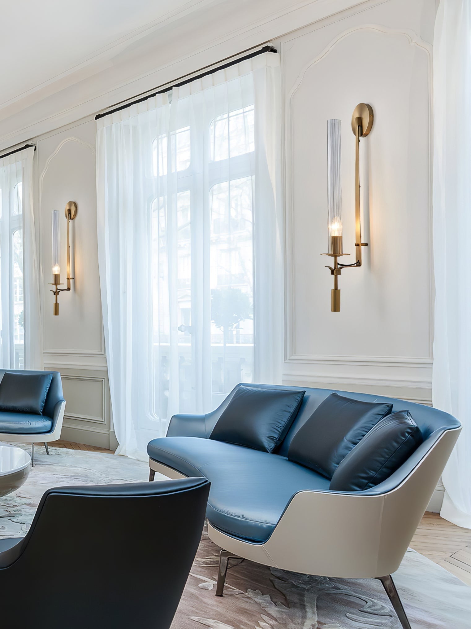 Lustra Wall Lamp Brass Minimalist Ribbed Glass - Letslighting