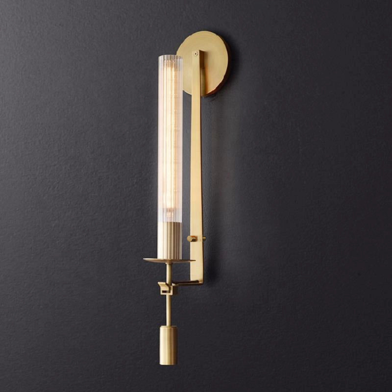 Lustra Wall Lamp Brass Minimalist Ribbed Glass - Letslighting