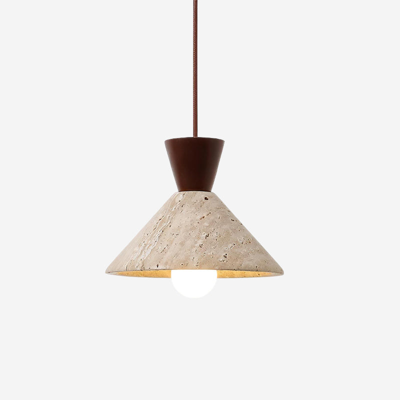 Ritta   Travertine Pendant Lamp Hat Shape