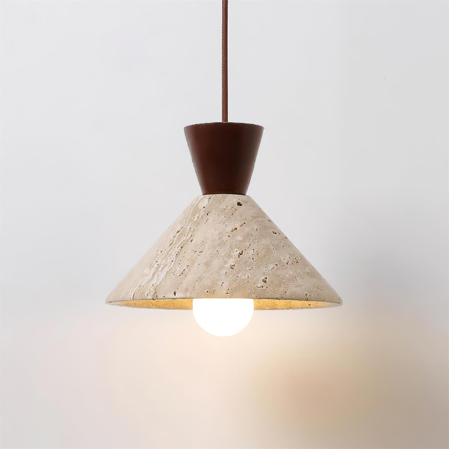 Ritta   Travertine Pendant Lamp Hat Shape