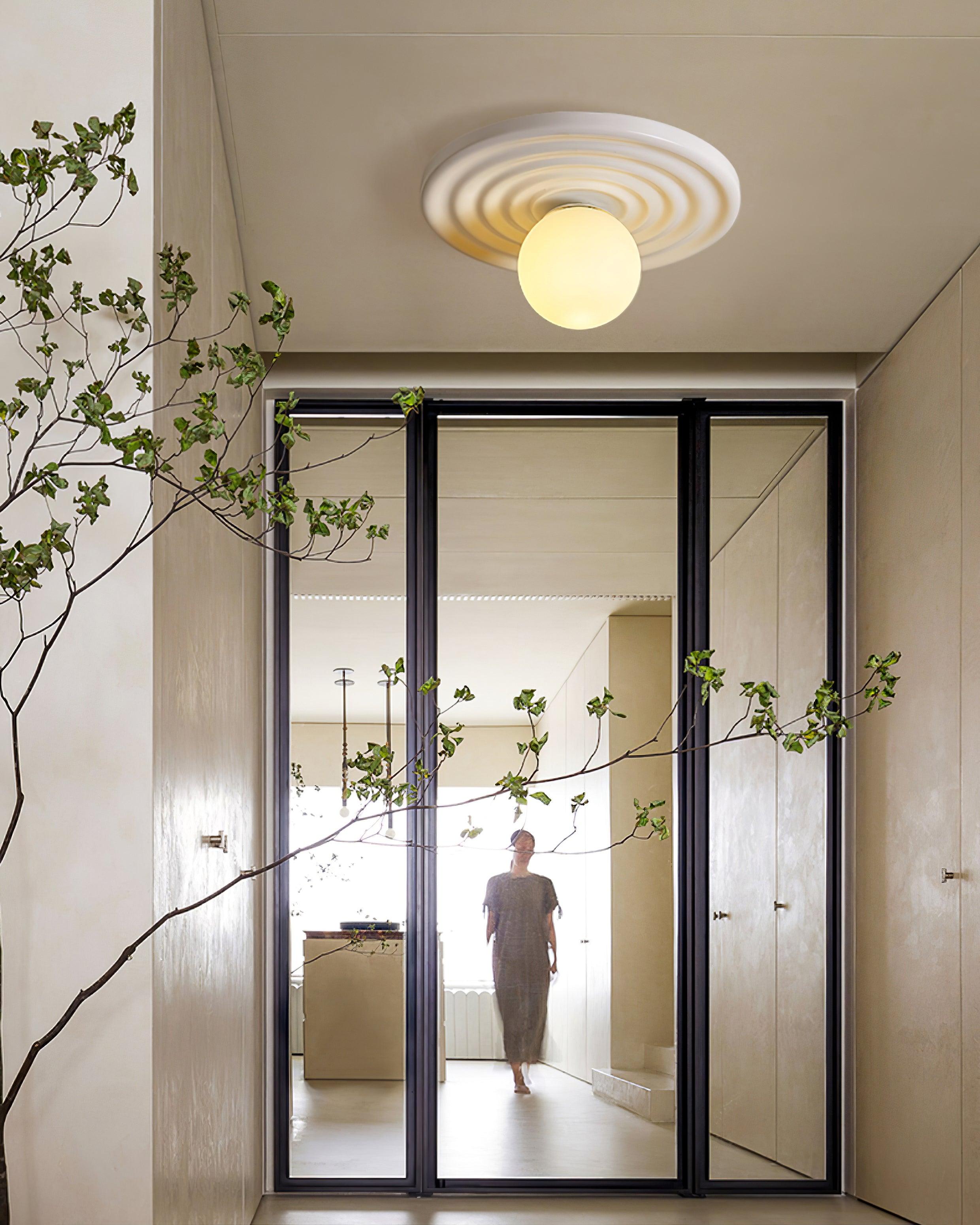 Ceiling Light Body Resin Rippled Canopy Organic Minimalist - Letslighting