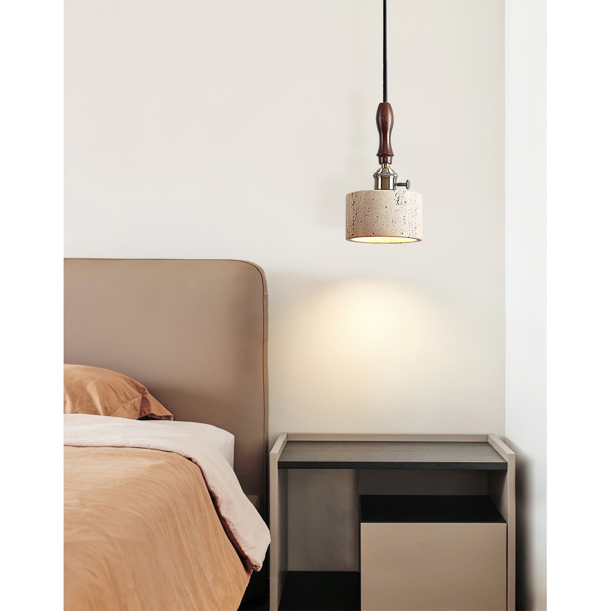 Sycaran Modern Minimalist Walnut Travertine Pendant Lamp - Letslighting