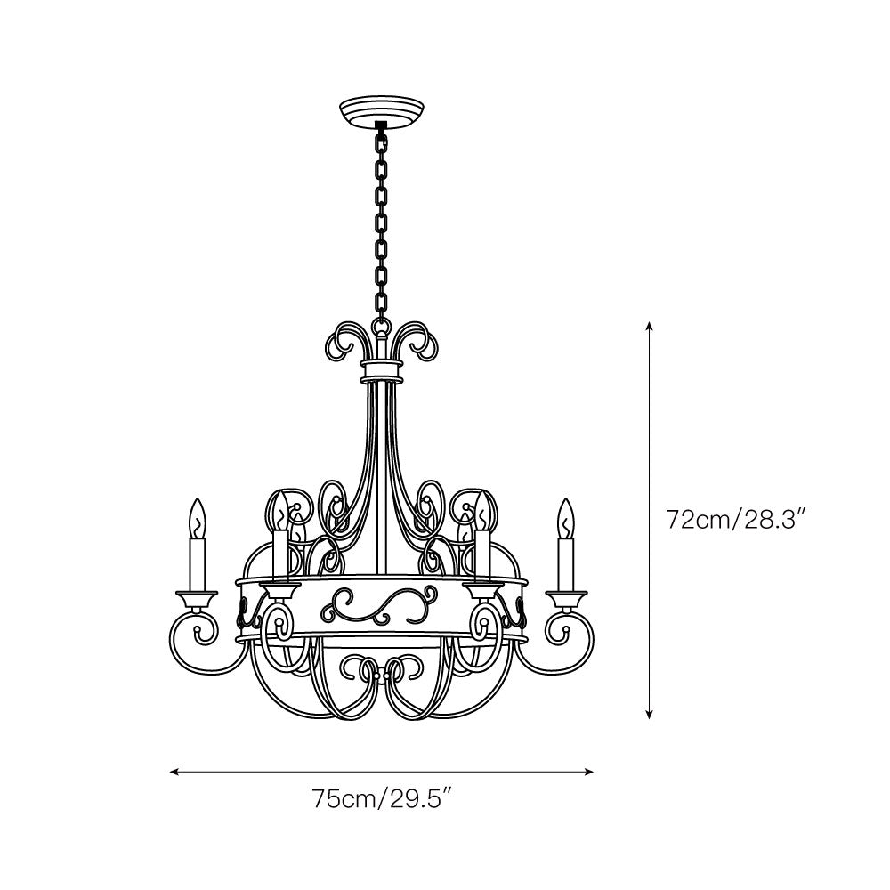Itheira Vintage Industrial Rust Candlestick Chandelier - Letslighting