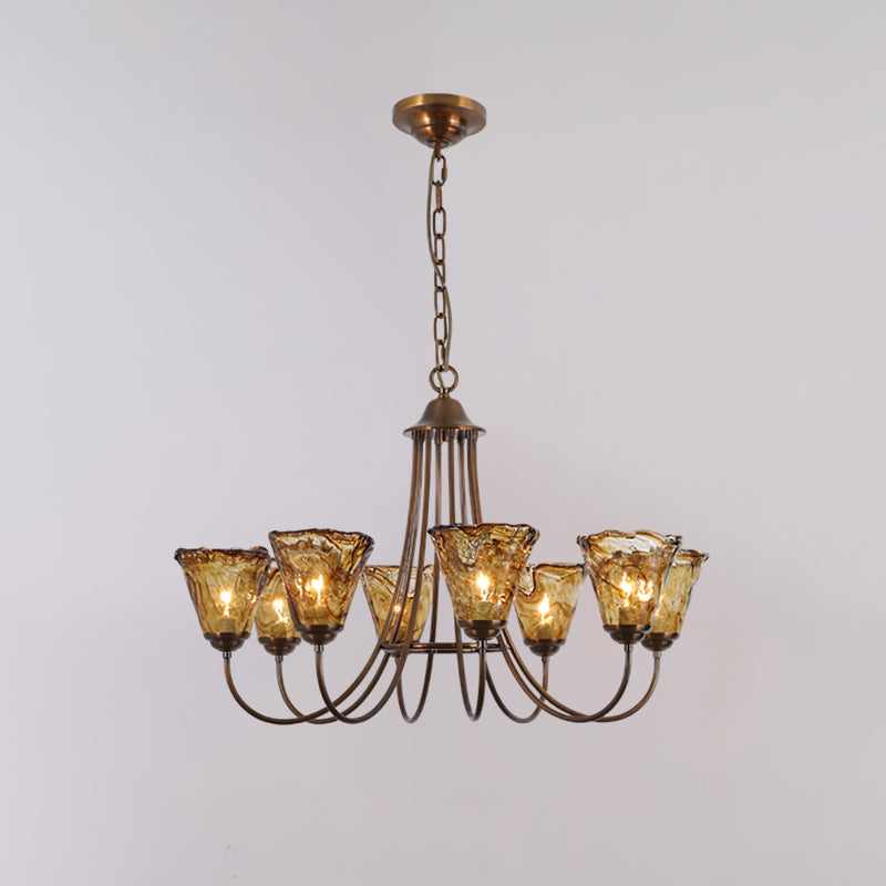 Ilsilis Vintage Industrial Amber Brass Chandelier - Letslighting