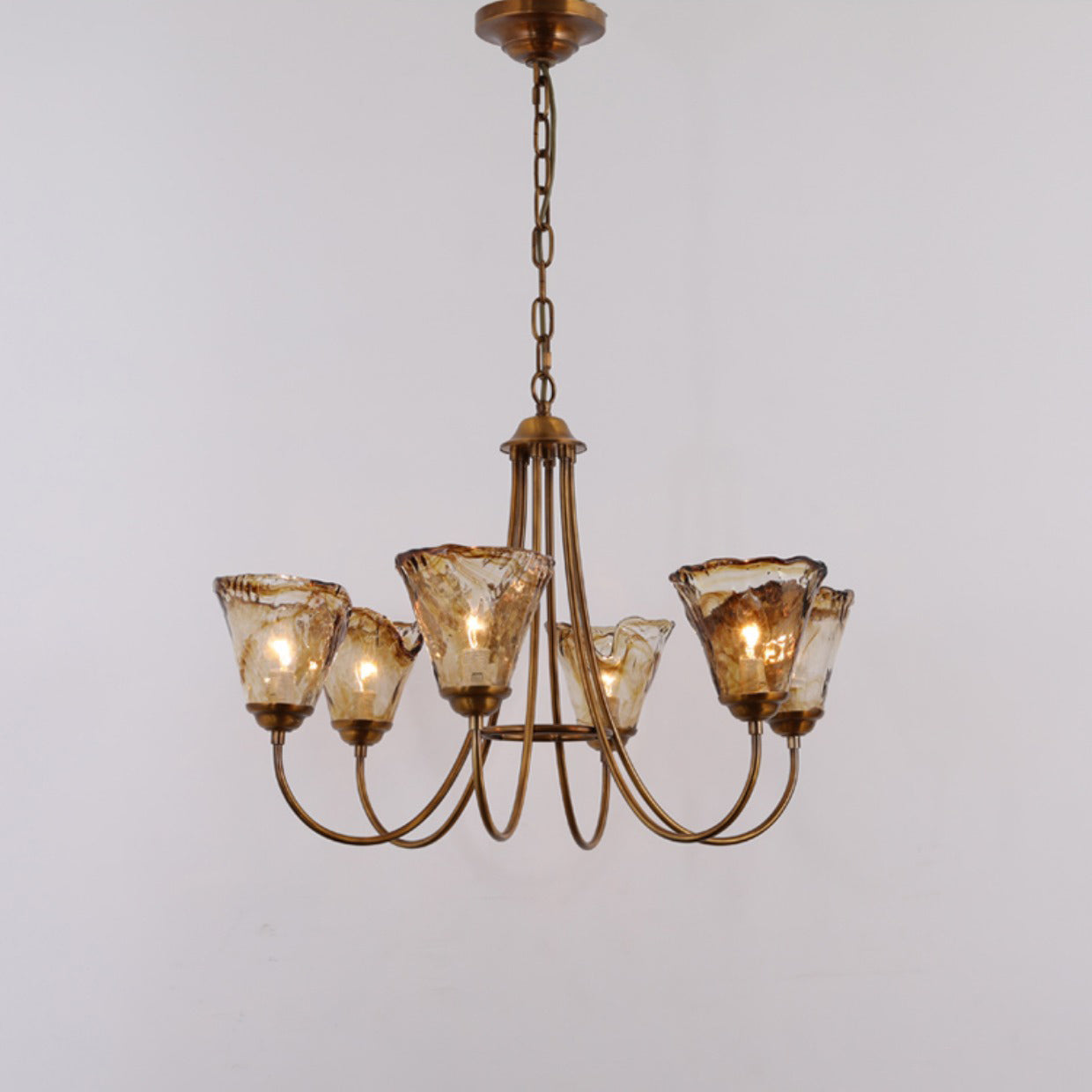 Ilsilis Vintage Industrial Amber Brass Chandelier - Letslighting