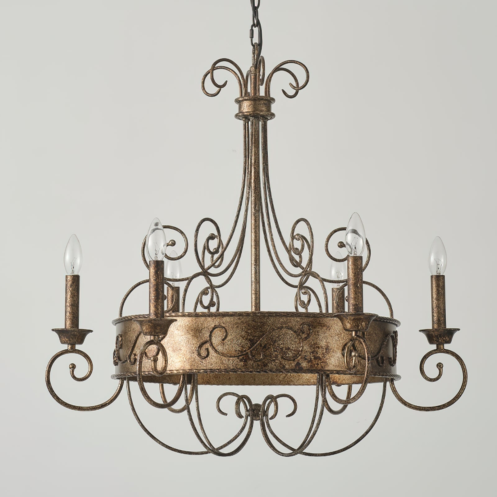 Itheira Vintage Industrial Rust Candlestick Chandelier - Letslighting
