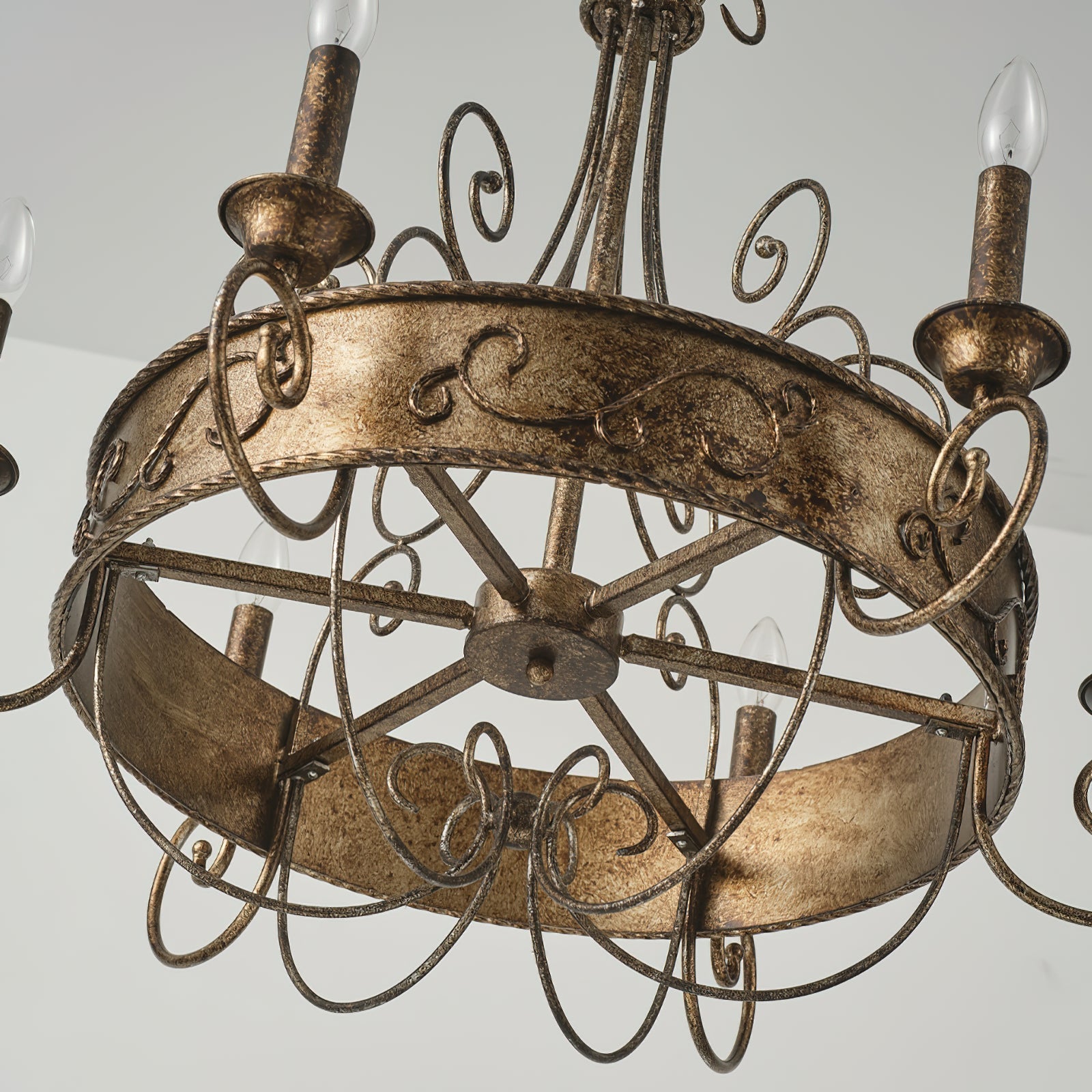Itheira Vintage Industrial Rust Candlestick Chandelier - Letslighting