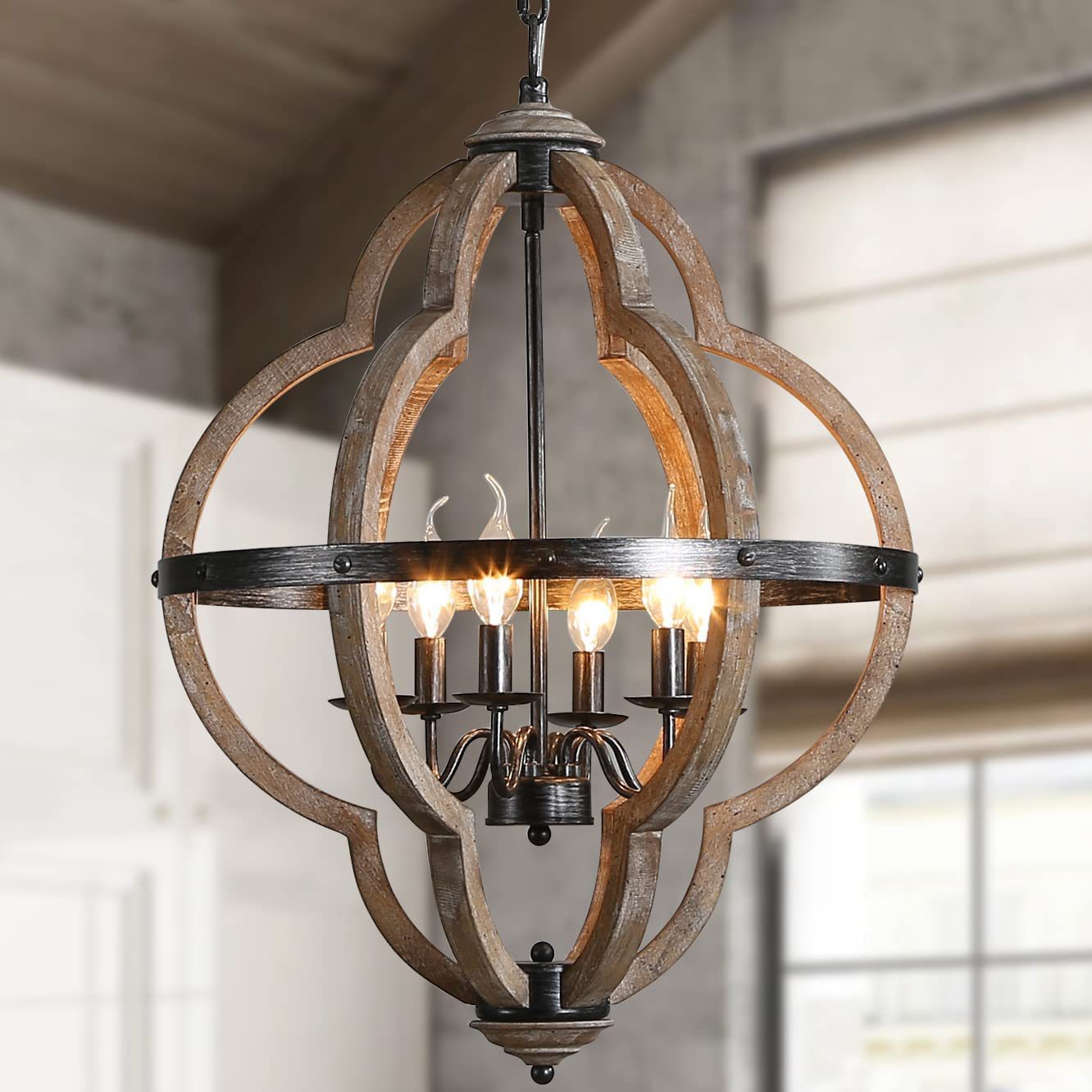 Cilorora Vintage Industrial Wood Pendant Lamp - Letslighting