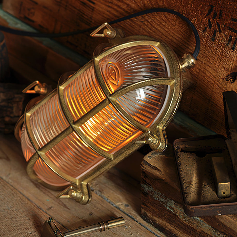 Erthearis Vintage Brass Bunker Sconce Wall Lamp - Letslighting