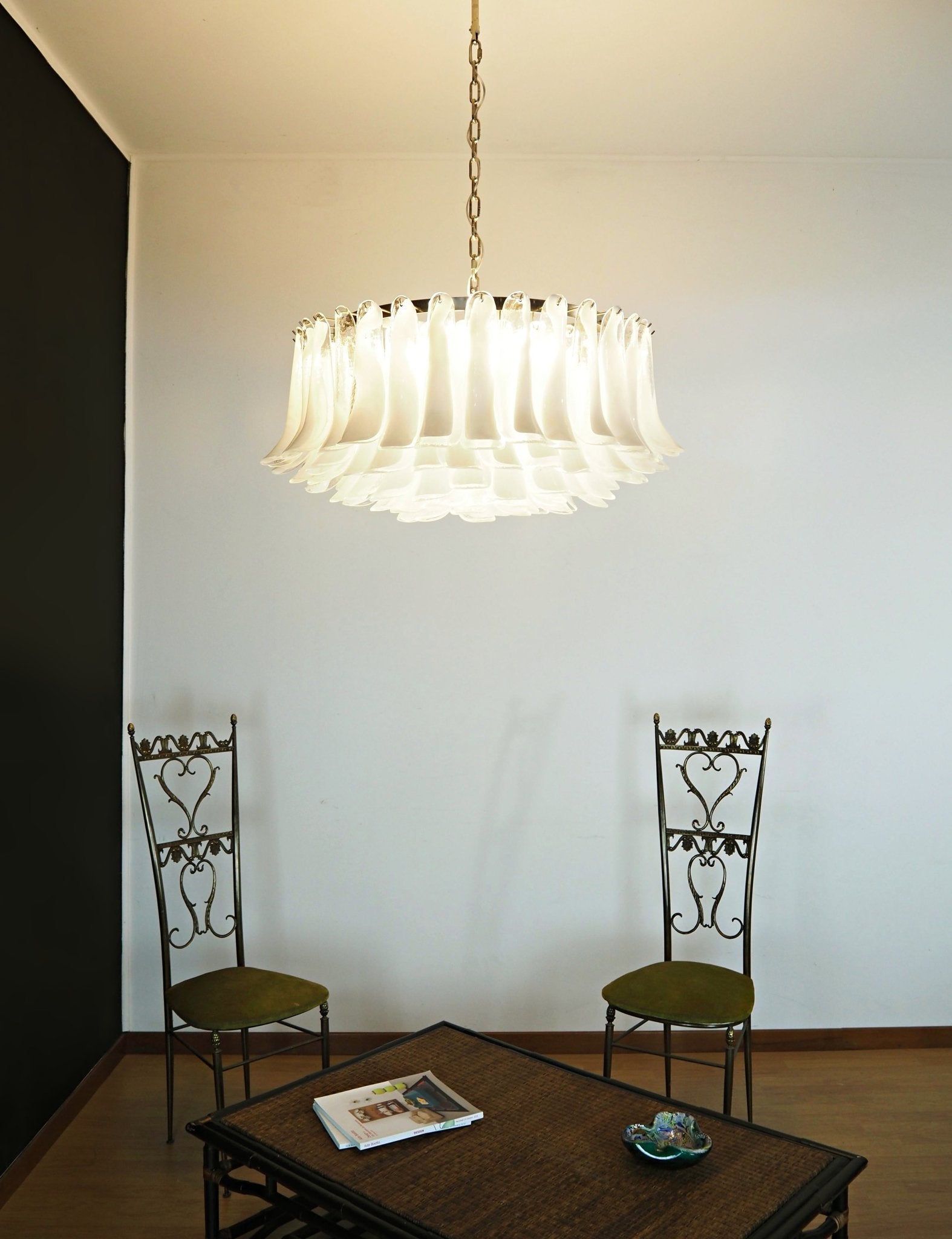 Aurora Chandelier White Murano Glass Petal Elegant - Letslighting