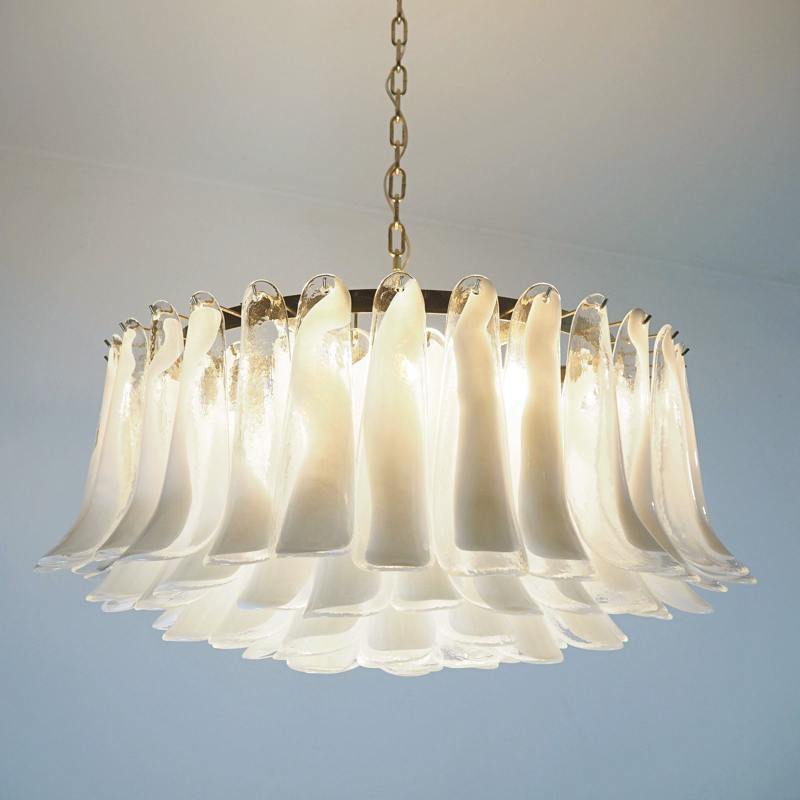 Aurora Chandelier White Murano Glass Petal Elegant - Letslighting