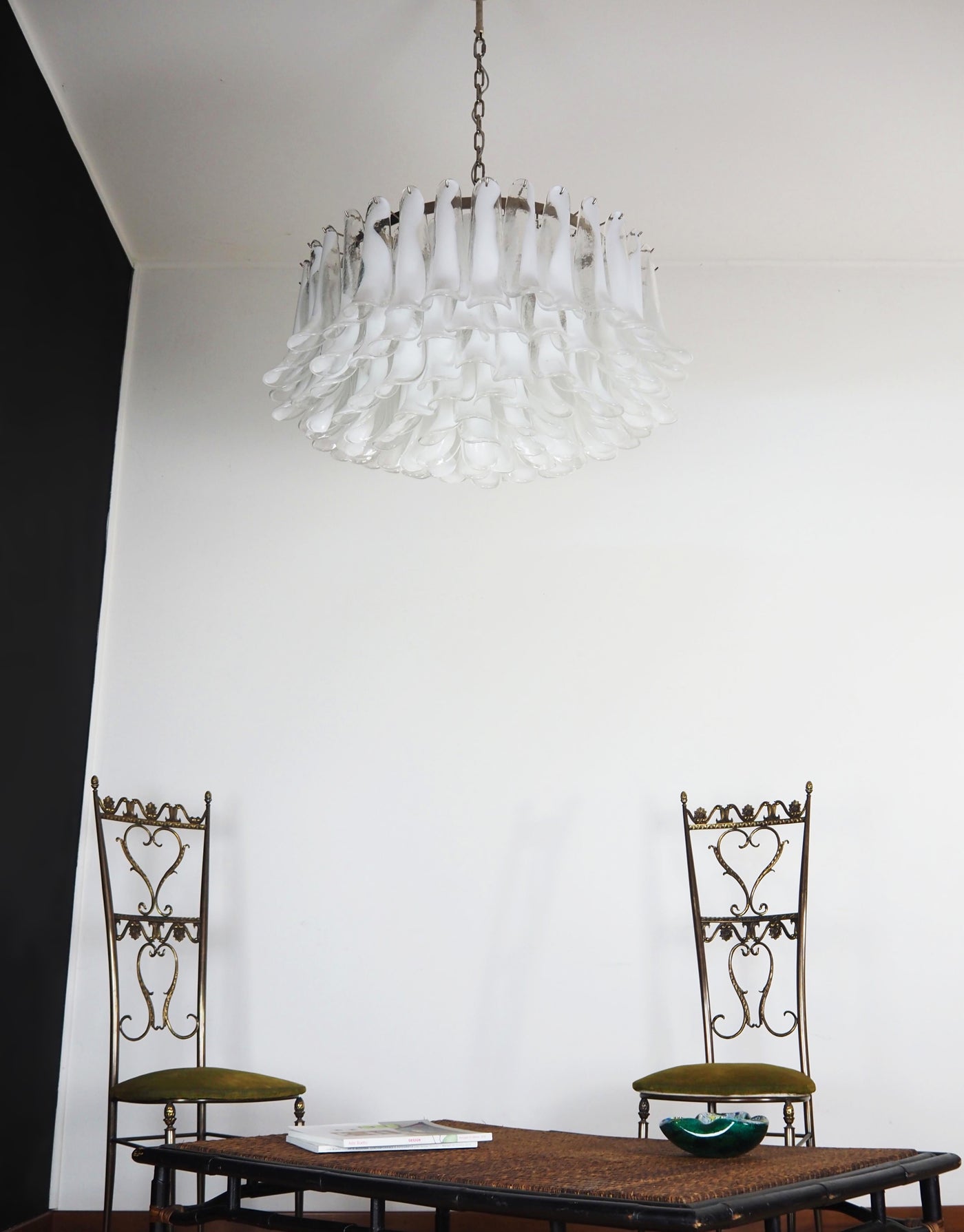 Aurora Chandelier White Murano Glass Petal Elegant - Letslighting