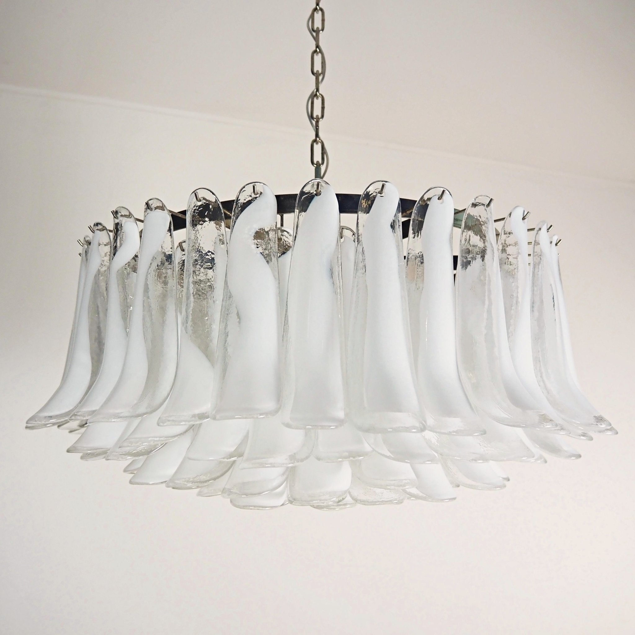 Aurora Chandelier White Murano Glass Petal Elegant - Letslighting