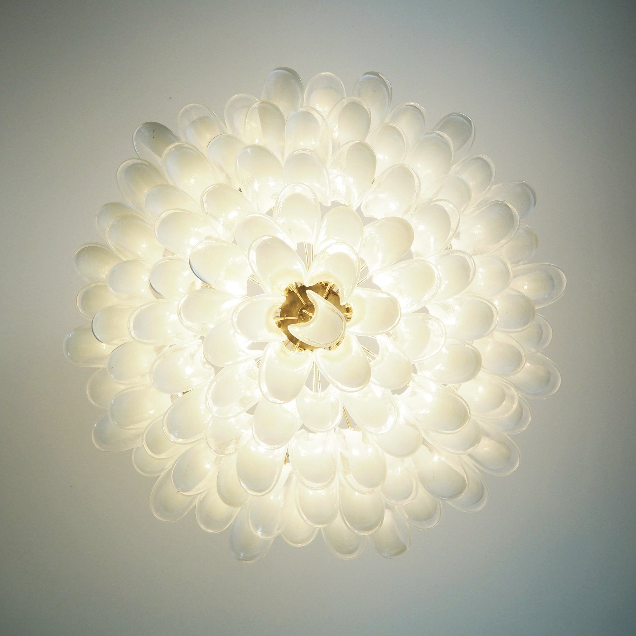 Aurora Chandelier White Murano Glass Petal Elegant - Letslighting