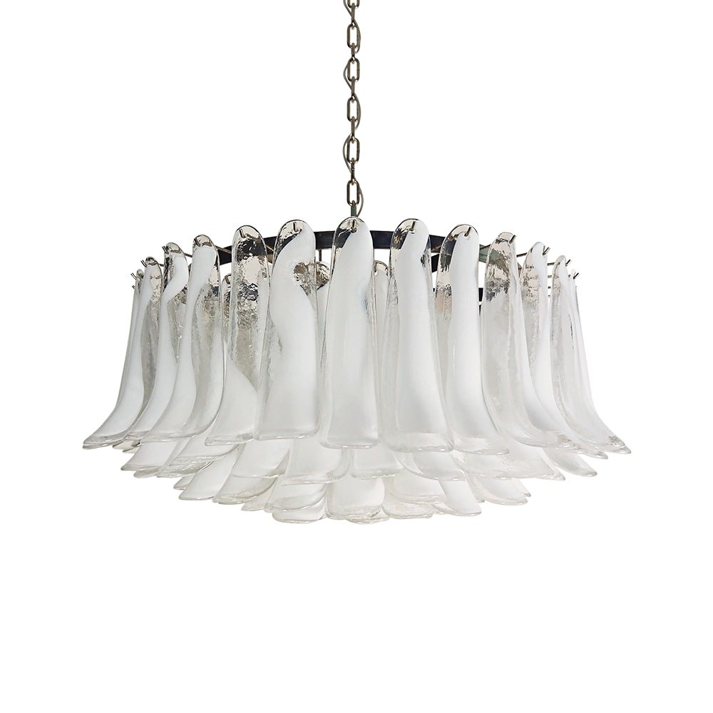 Aurora Chandelier White Murano Glass Petal Elegant - Letslighting