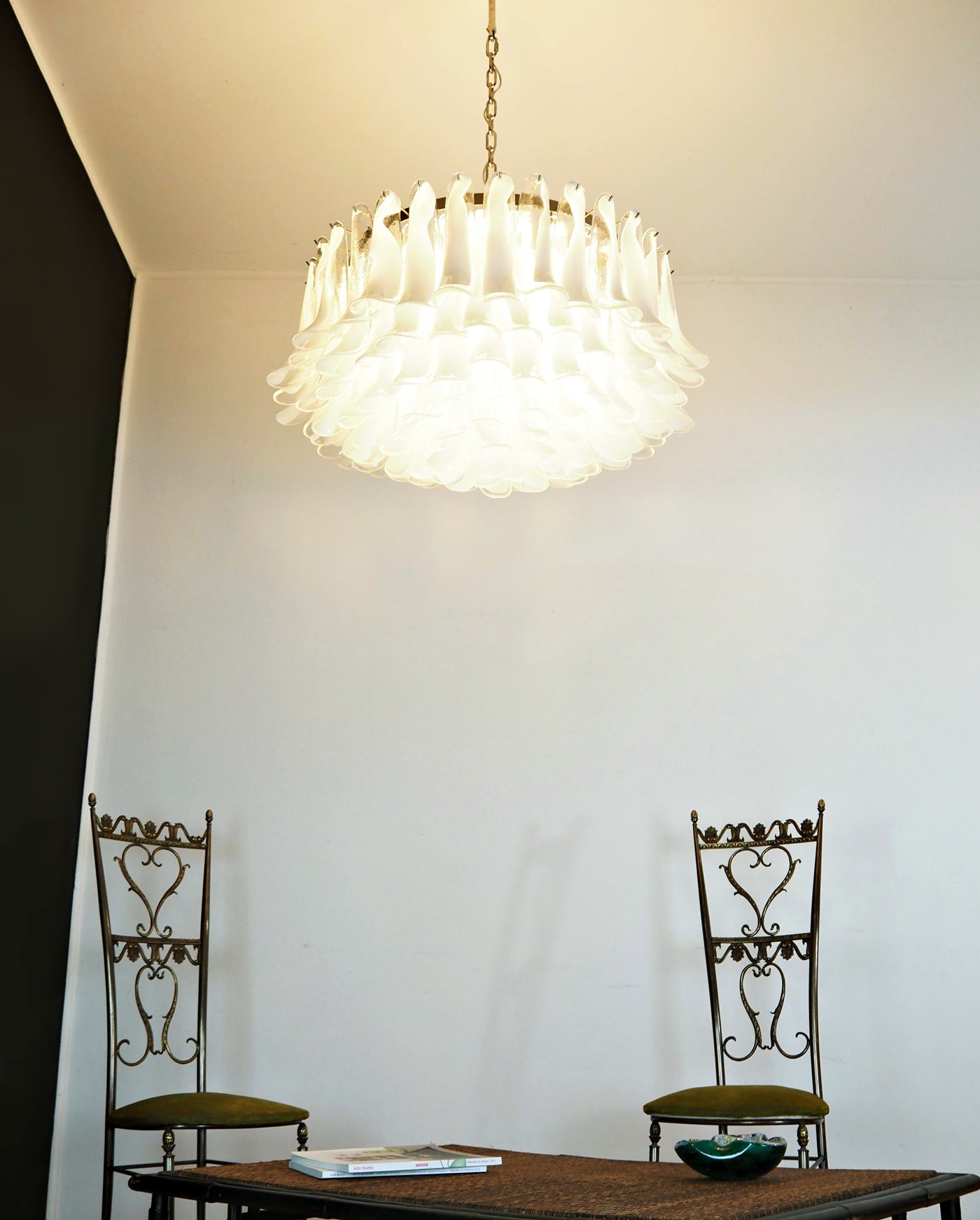 Aurora Chandelier White Murano Glass Petal Elegant - Letslighting