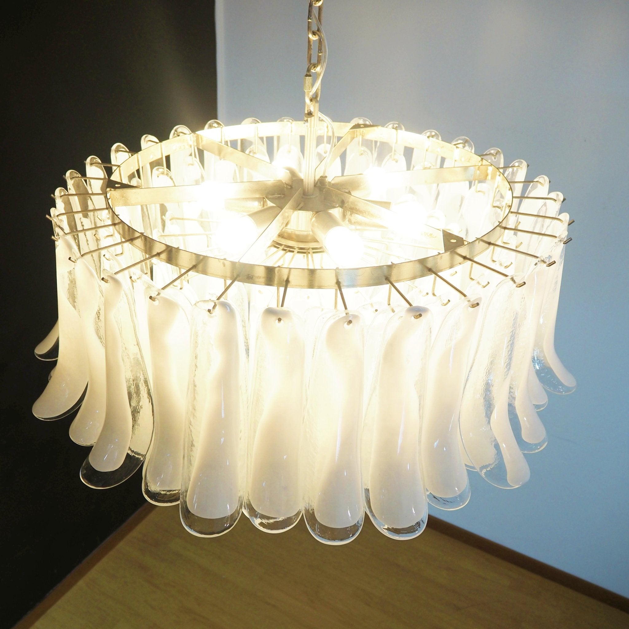 Aurora Chandelier White Murano Glass Petal Elegant - Letslighting